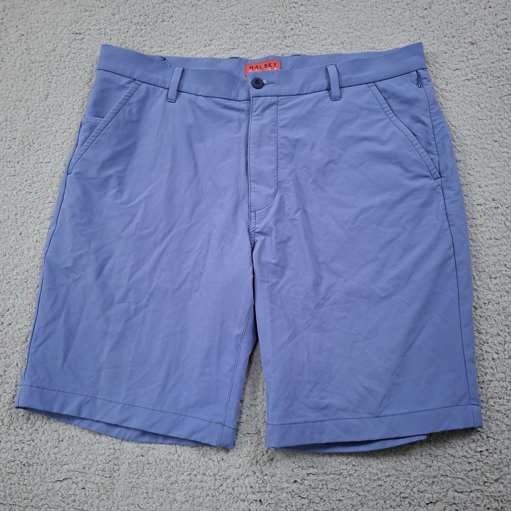 Halsey Sport Chino Stretch Shorts Men's Size 38 Blue Zip Pocket Golf Preppy